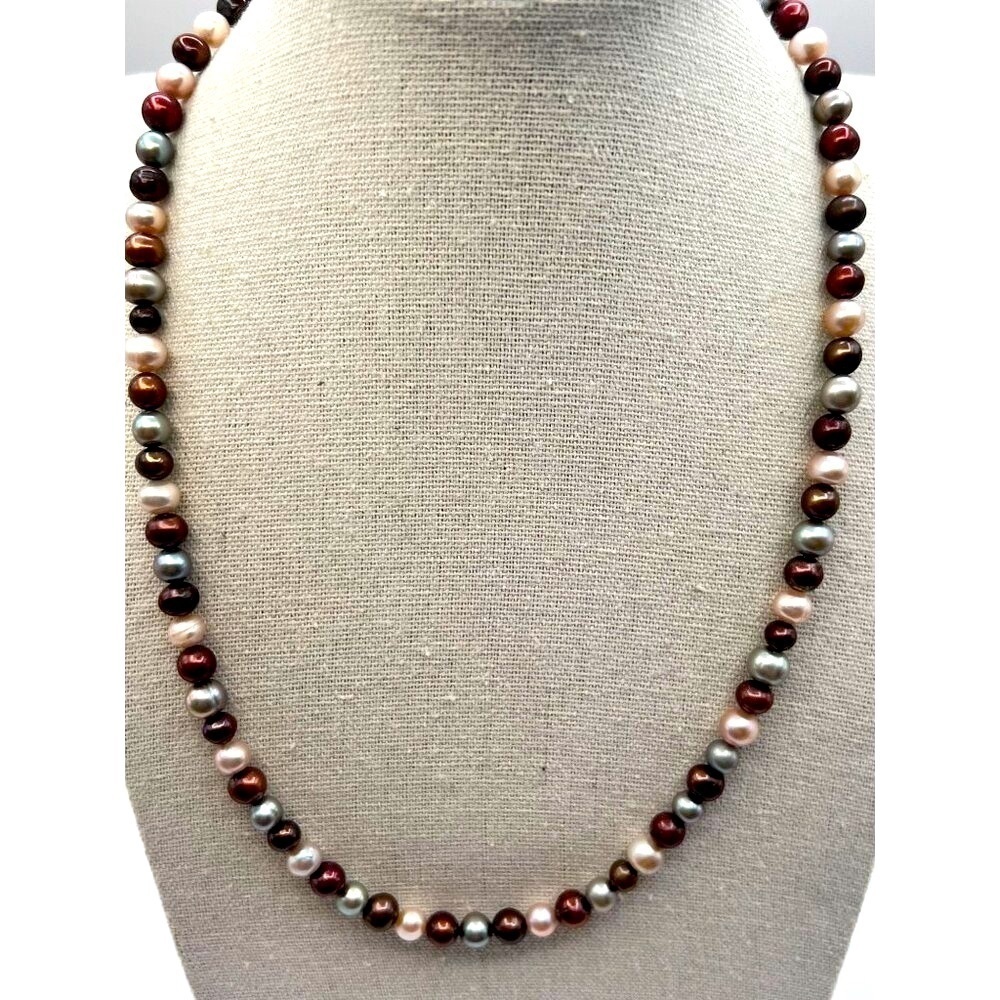 Multicolor Freshwater Pearl Necklace With Toggle Clasp.  A2 - Picture 2 of 8